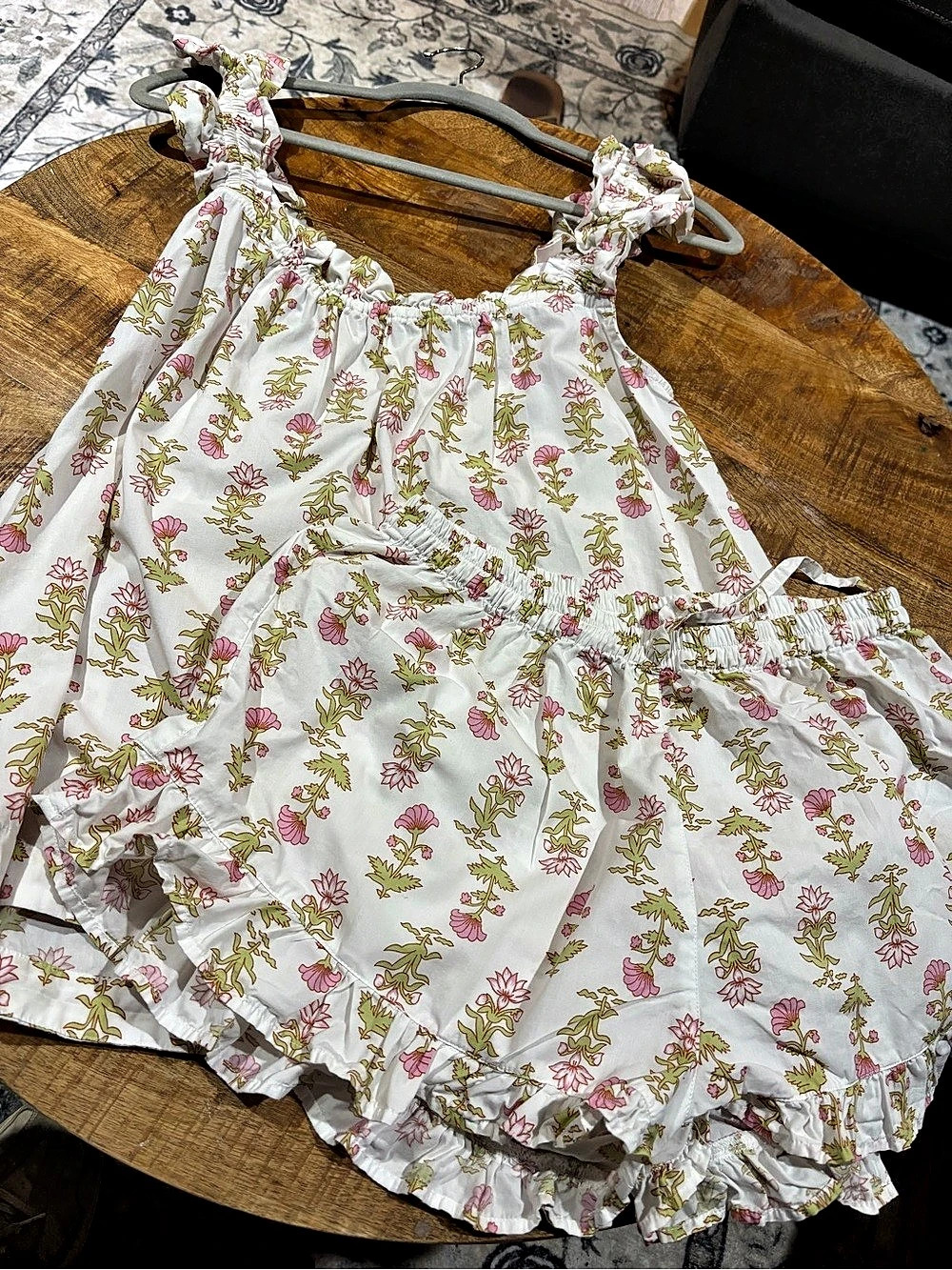Piyama Floral Mini Dress in White & Pink Size Medium